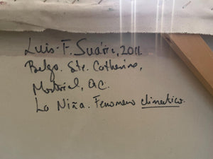 Acrylic, Concrete & Ink on Canvas – Luis Fernando Suprez “La Nina” (4.5ft x 6ft)