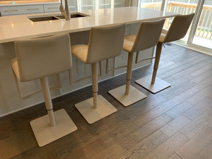 Set of 4 Leather Swivel Barstools